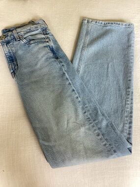 AYR The Secret Sauce Jeans 26L High Rise Straight Leg Stretch Denim Light Wash